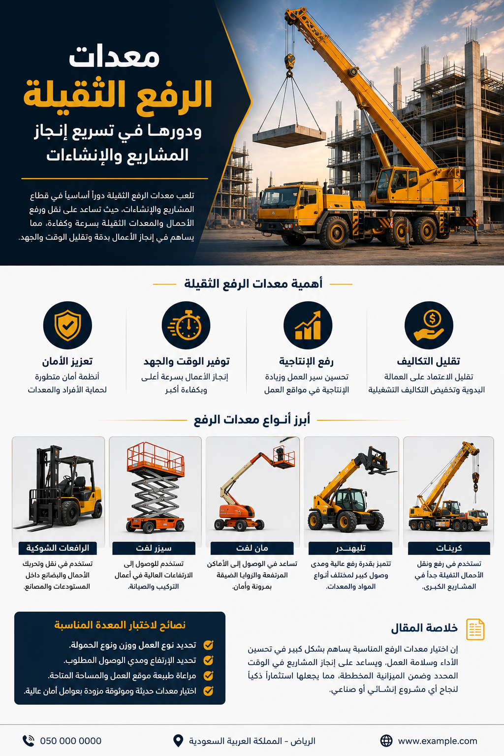 معدات الرفع الثقيلة ودورها في تسريع إنجاز المشاريع والإنشاءات