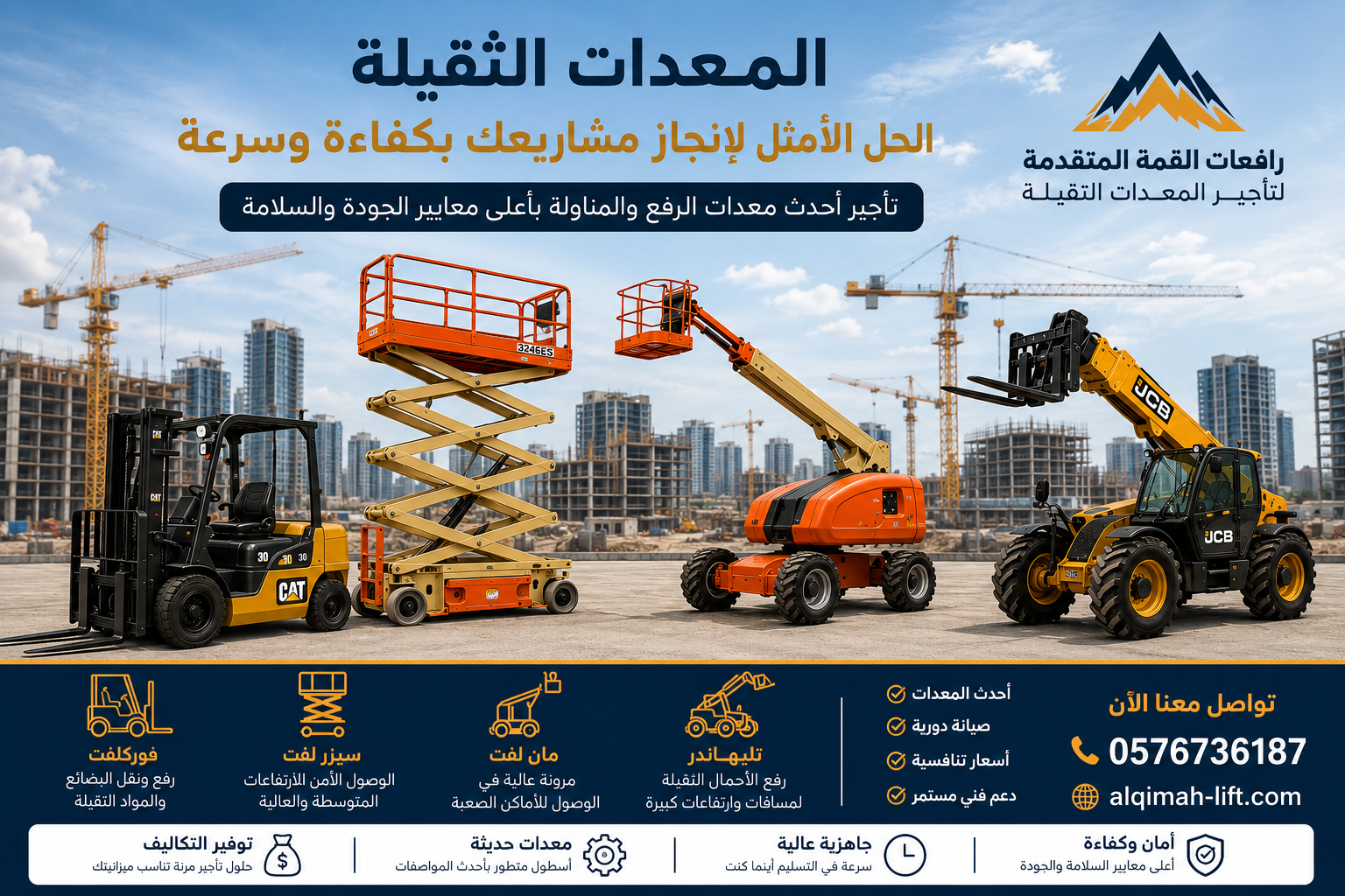 المعدات الثقيلة ودورها في تسريع المشاريع الإنشائية والصناعية | رافعات القمة المتقدمة