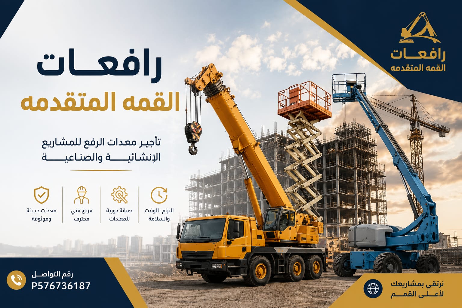 تأجير معدات الرفع للمشاريع الإنشائية والصناعية | رافعات القمة المتقدمة