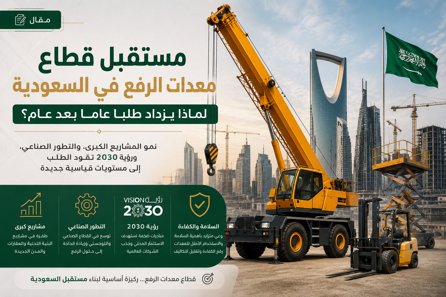مستقبل قطاع معدات الرفع في السعودية: لماذا يزداد الطلب عاماً بعد عام؟