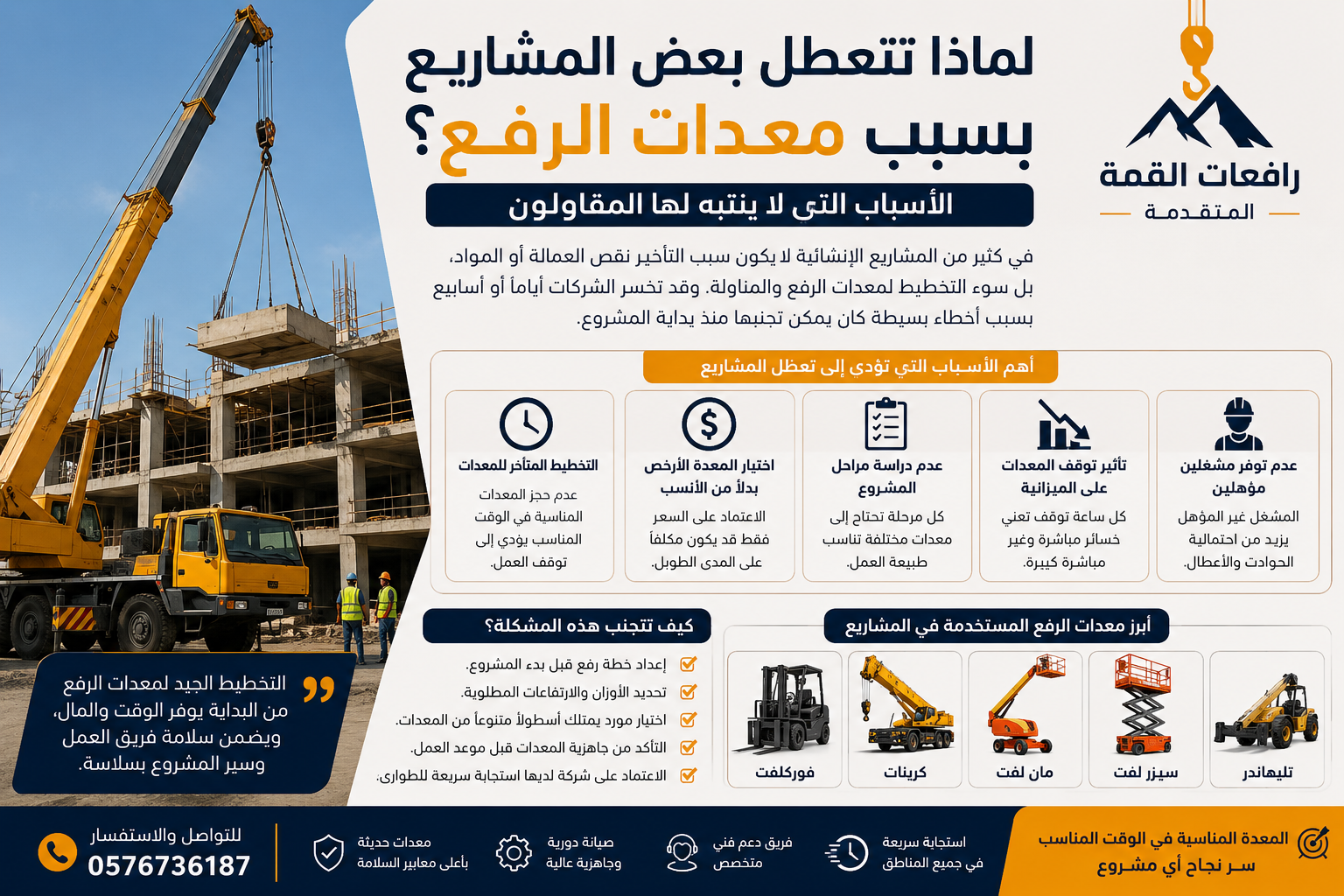 لماذا تتعطل بعض المشاريع بسبب معدات الرفع؟ الأسباب التي لا ينتبه لها المقاولون