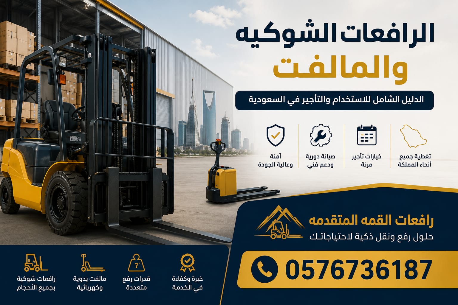 الرافعات الشوكية والمان لفت – الدليل الشامل للاستخدام والتأجير في السعودية