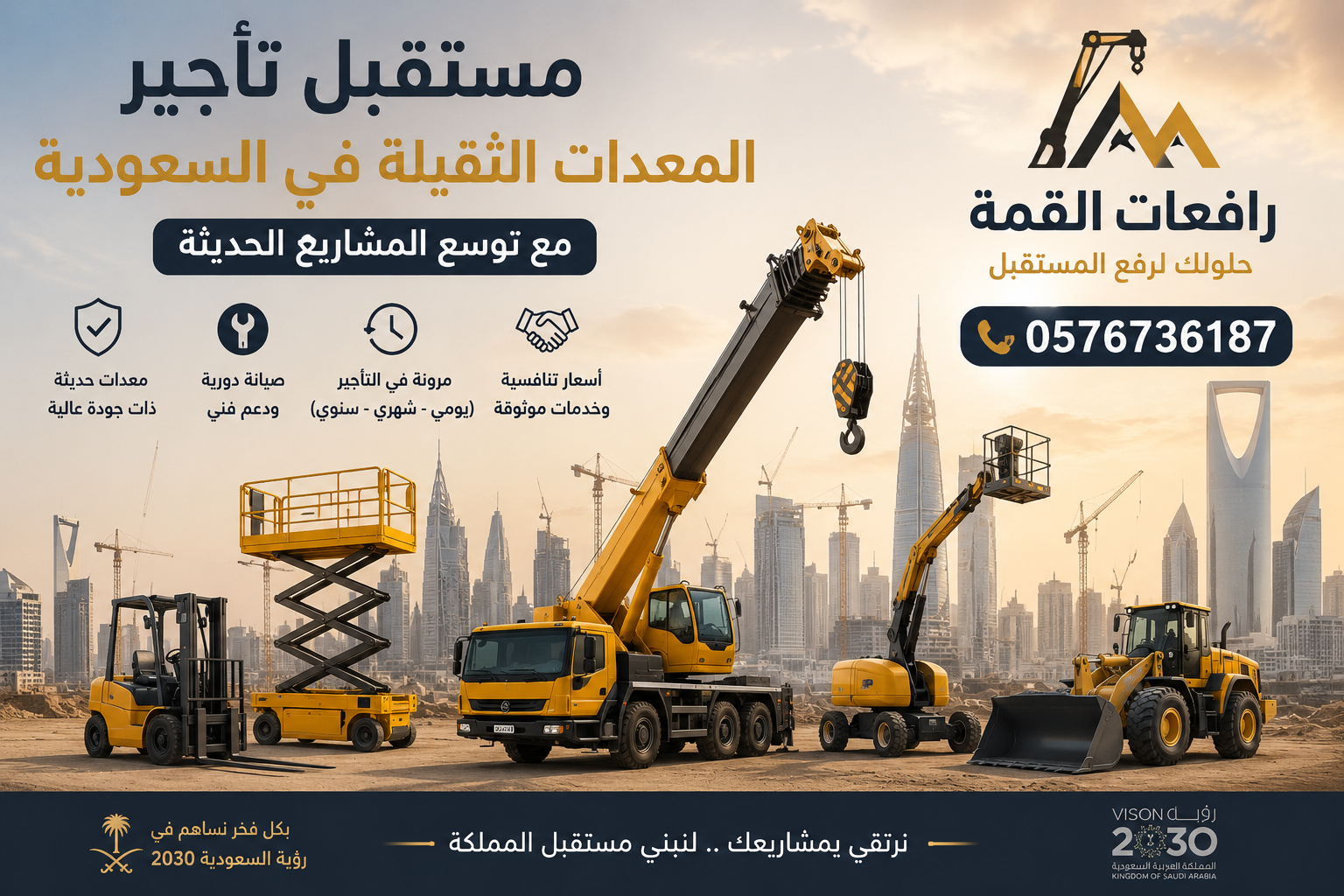 مستقبل تأجير المعدات الثقيلة في السعودية مع توسع المشاريع الحديثة